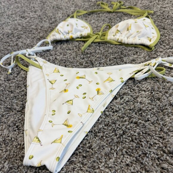 AERIE Martini Triangle Top Layered Tie Side Buttom Women's 2 Piece Set - Picture 4 of 8